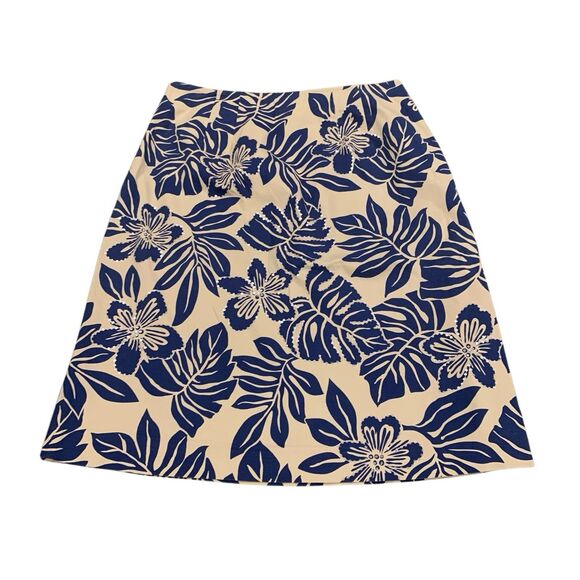 Talbots Womens Tan and Blue Tropical Floral Sequins Skirt 6 Classic Preppy Beach - Picture 5 of 6